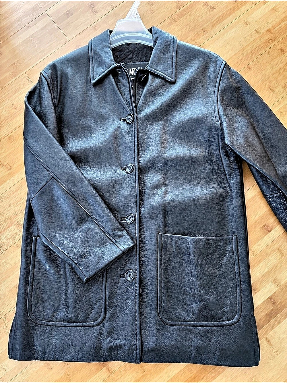 B. Moss Leather Coat Black Small